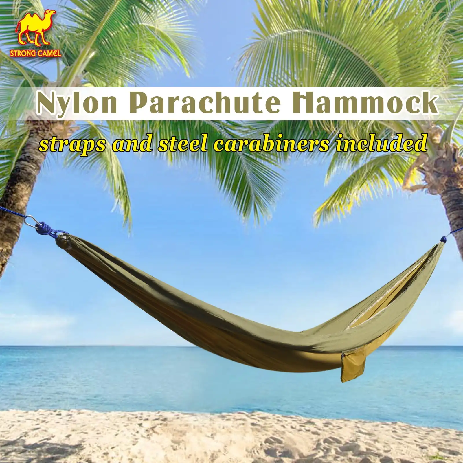 

Sunny Portable Nylon Parachute Hammock Light Travel Camping Hiking Swing Bed-Khaki