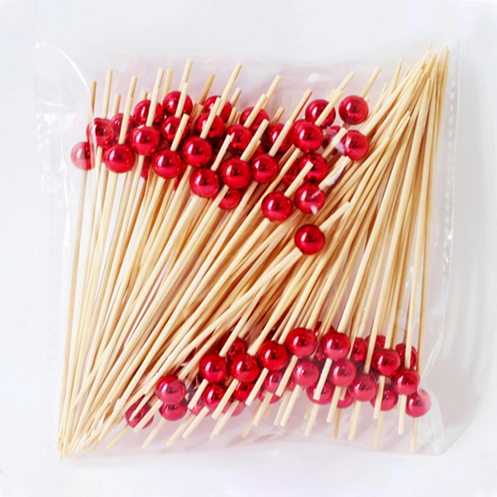 100 pcs/50 pcs Bamboe Fruit Vork Cocktail Prikker Spiesjes Wegwerp Fruit Vork Cocktail Prikkers Vorken Voedsel Picks bruiloft