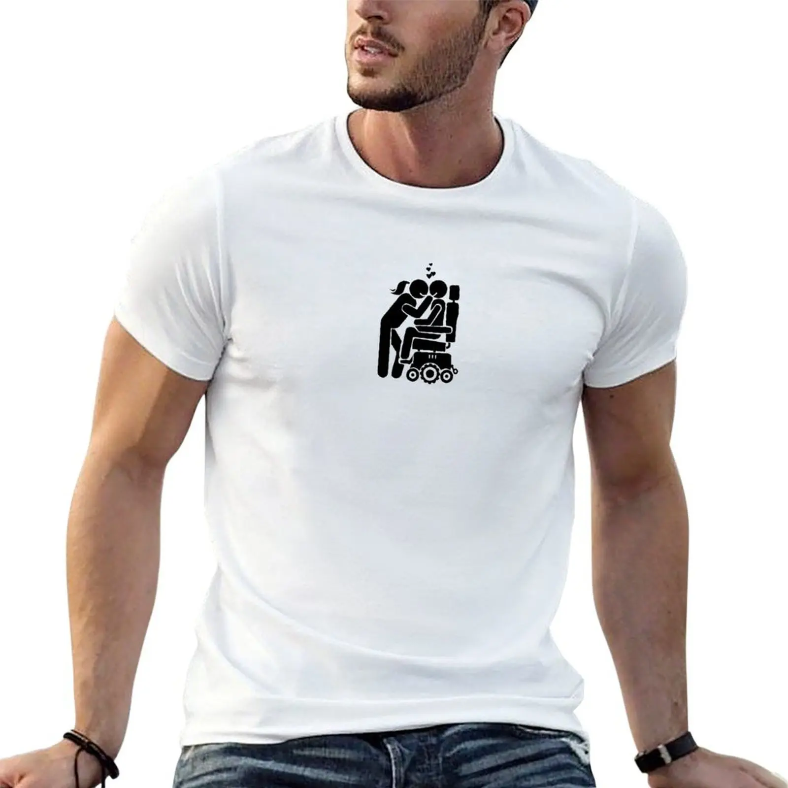 powerchair love relationship bi kiss disabled pride boyfriend girlfriend birthday anniversary gift T-Shirt
