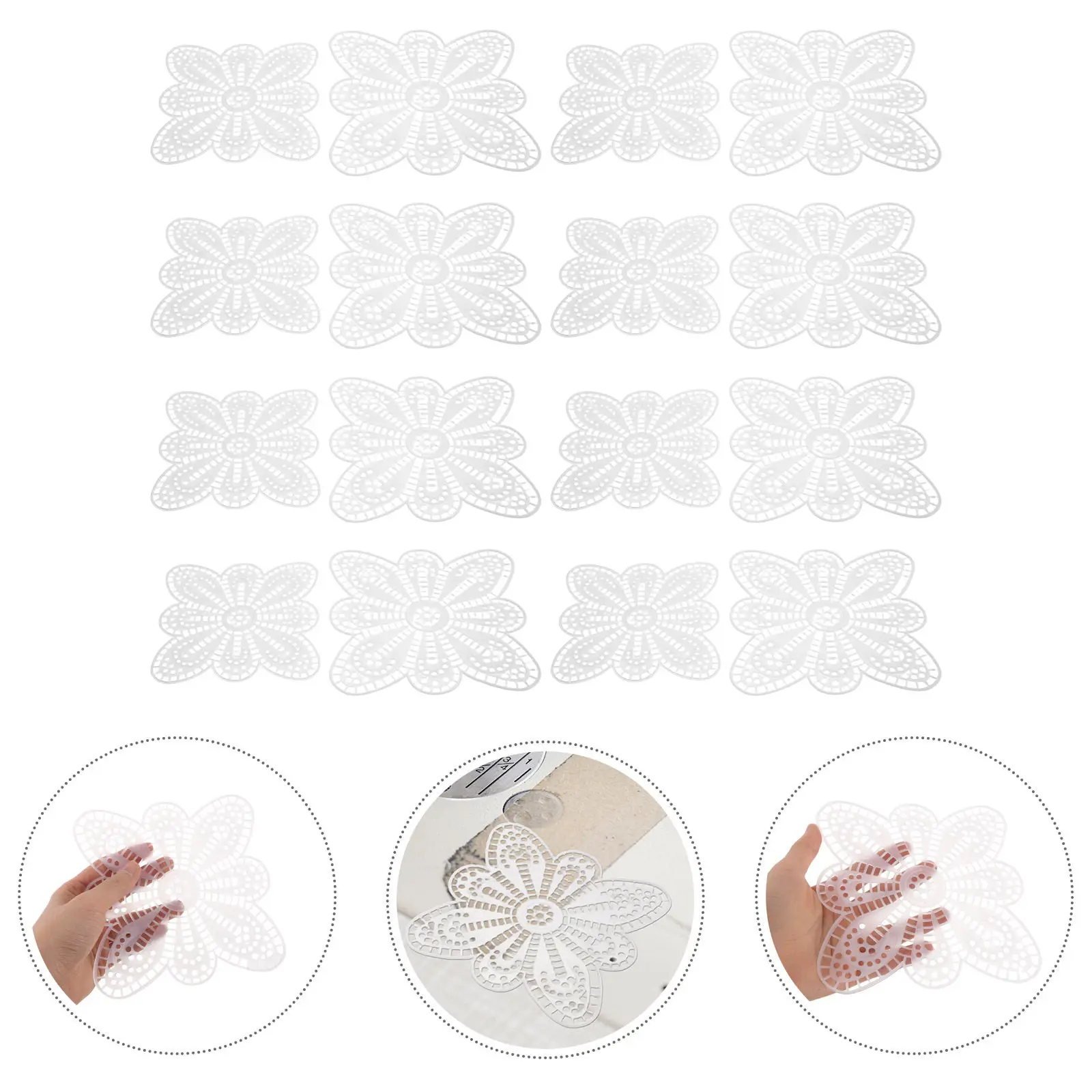 16Pcs Plastic Embroidery Canvas Sheets Petal Shape Craft Mesh for Handwoven Crossbody Bags DIY Waterproof Flexible Lightweight