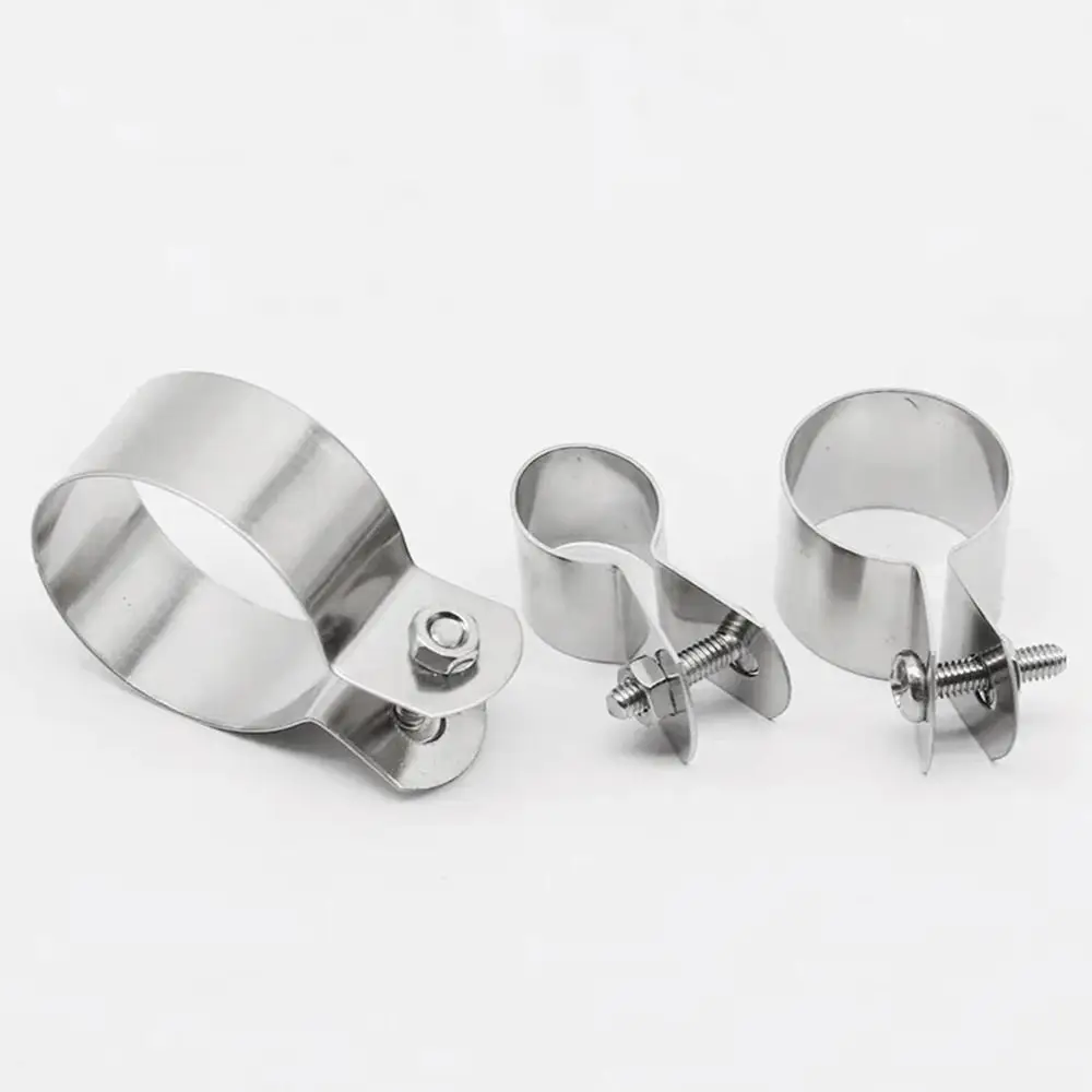 1Pcs New with Screws Nuts Hose Clamp 304 Stainless Steel Fastening Hardware Grounding Clip Dia 10mm-60mm Horseback Pipe Buckle