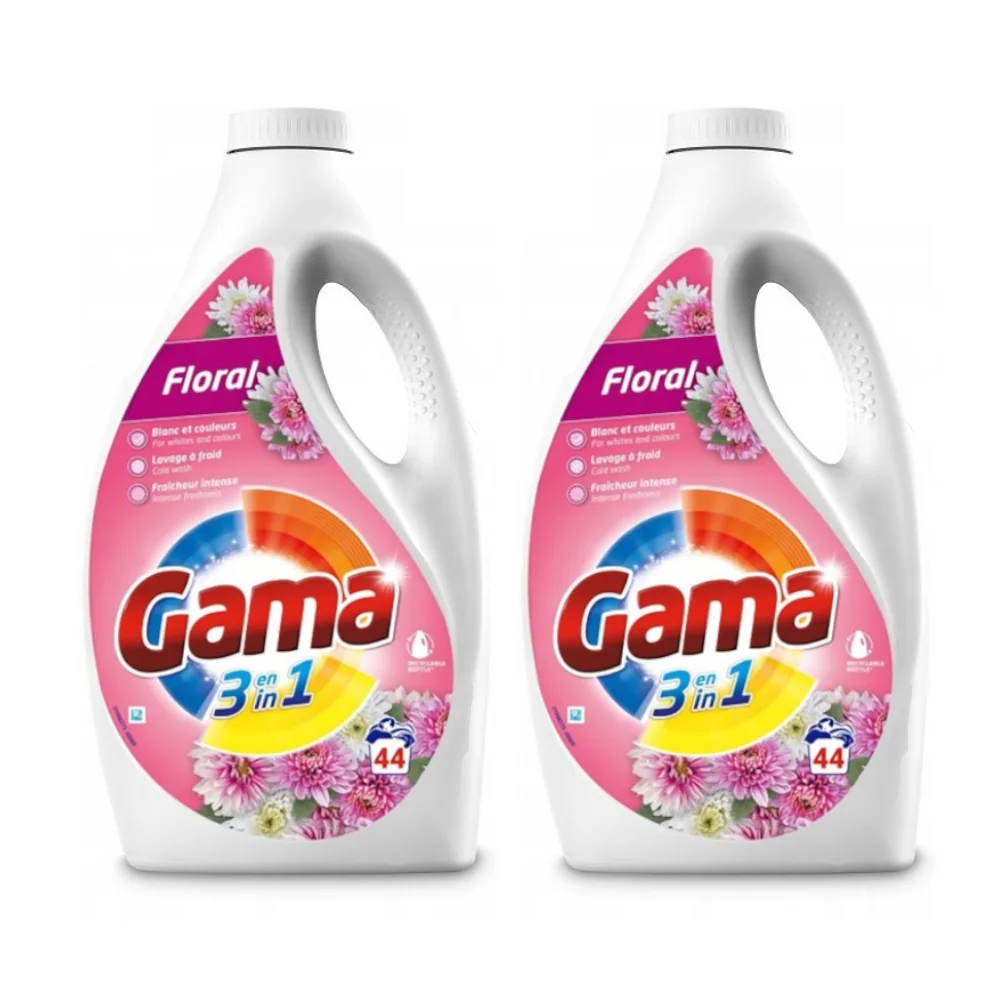 2x Geconcentreerde Gel wasmachine GAMA Floral universeel 44 wasbeurten 1,98l