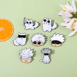 Animal Brooch White Kitten Gojo Satoru Cos Metal Badge Small Accessories Wholesale Bag Pins and Badges Backpack Pin Lapel Cap
