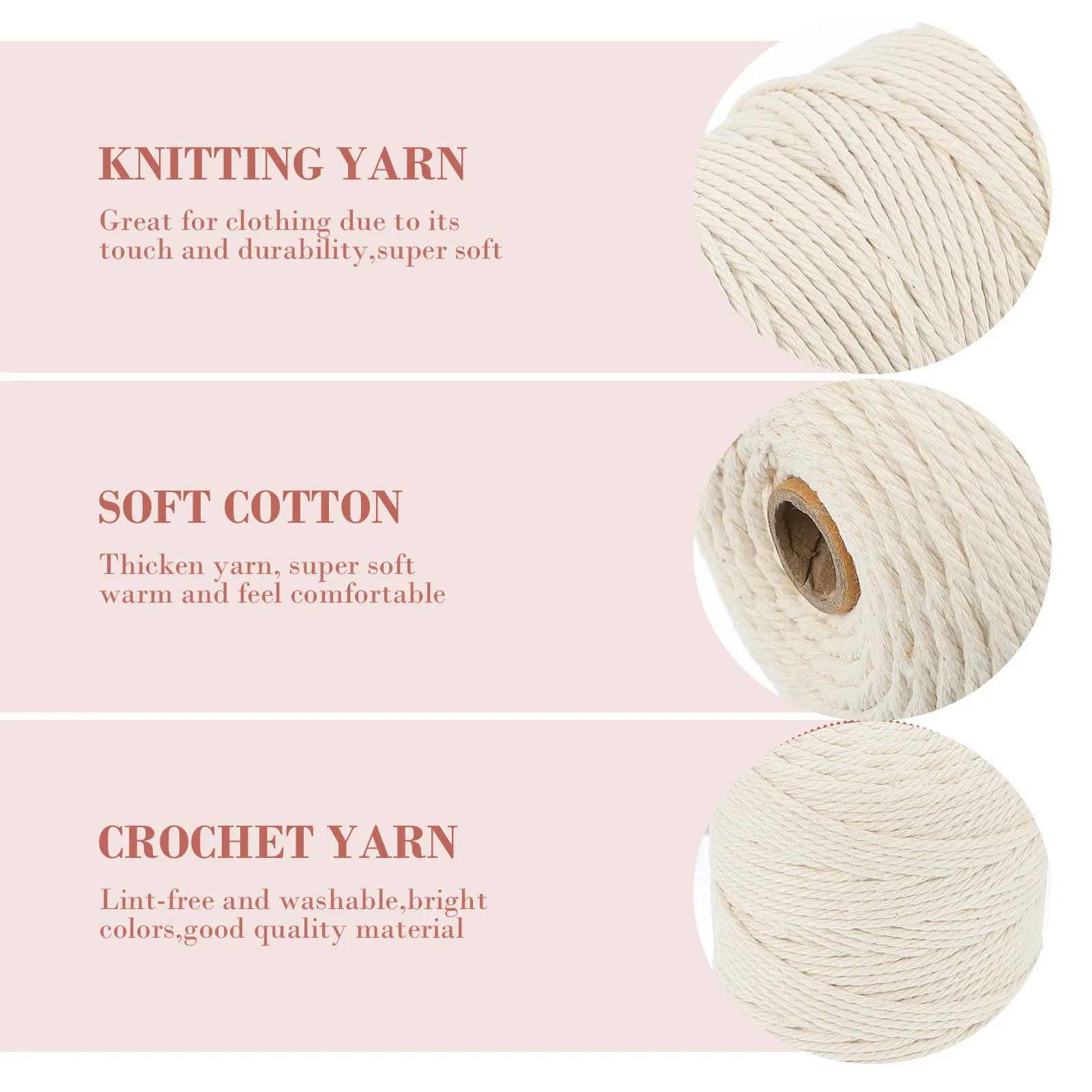 1 Roll Handmade Cotton Rope 100% Natural Diy Tapestry Material Craft Decor Woven Projects Multipurpose String Cord Supply