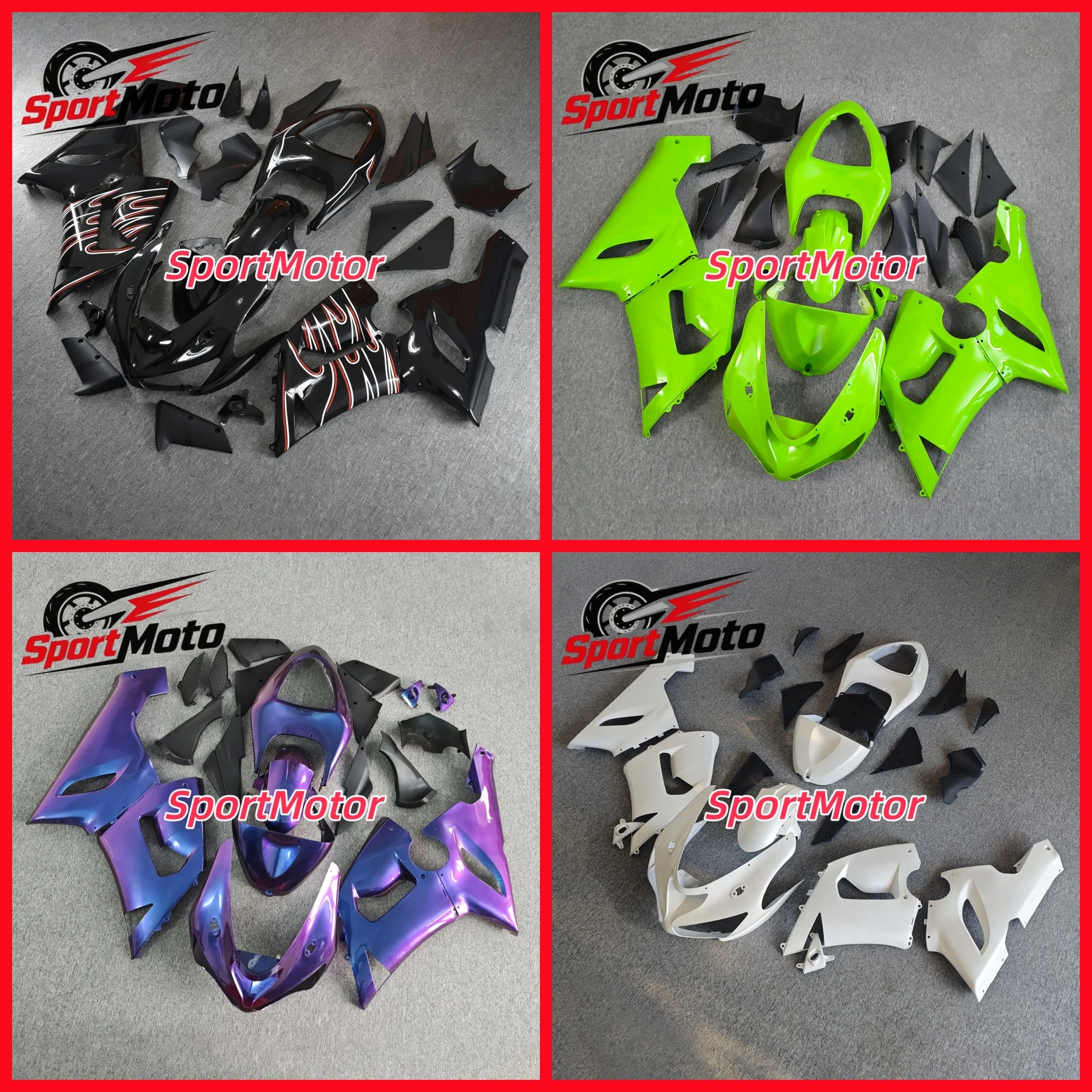 The motorcycle fairing kit is applicable to the FOR ZX-6R 05 06 -6R 636 2005 2006 The body fairing is green white black blue red
