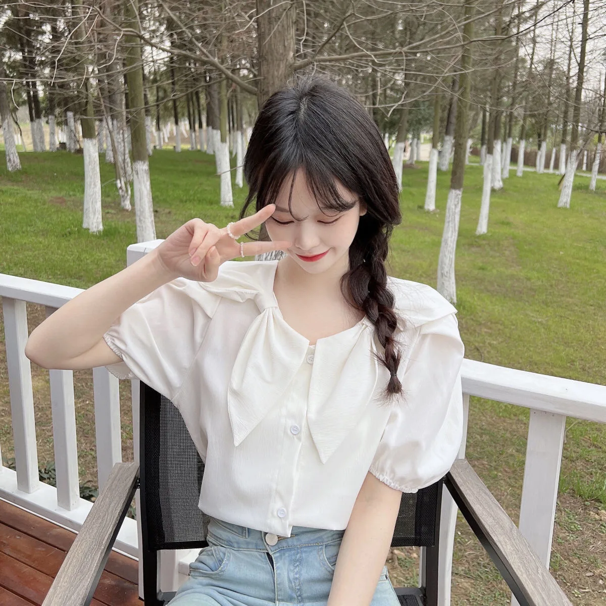 

Short Sleeve Shirts Womens Lace Embroidered Pintuck Bat Shirt Vacation Travel Sweet Feminine Artistic Student Youthful