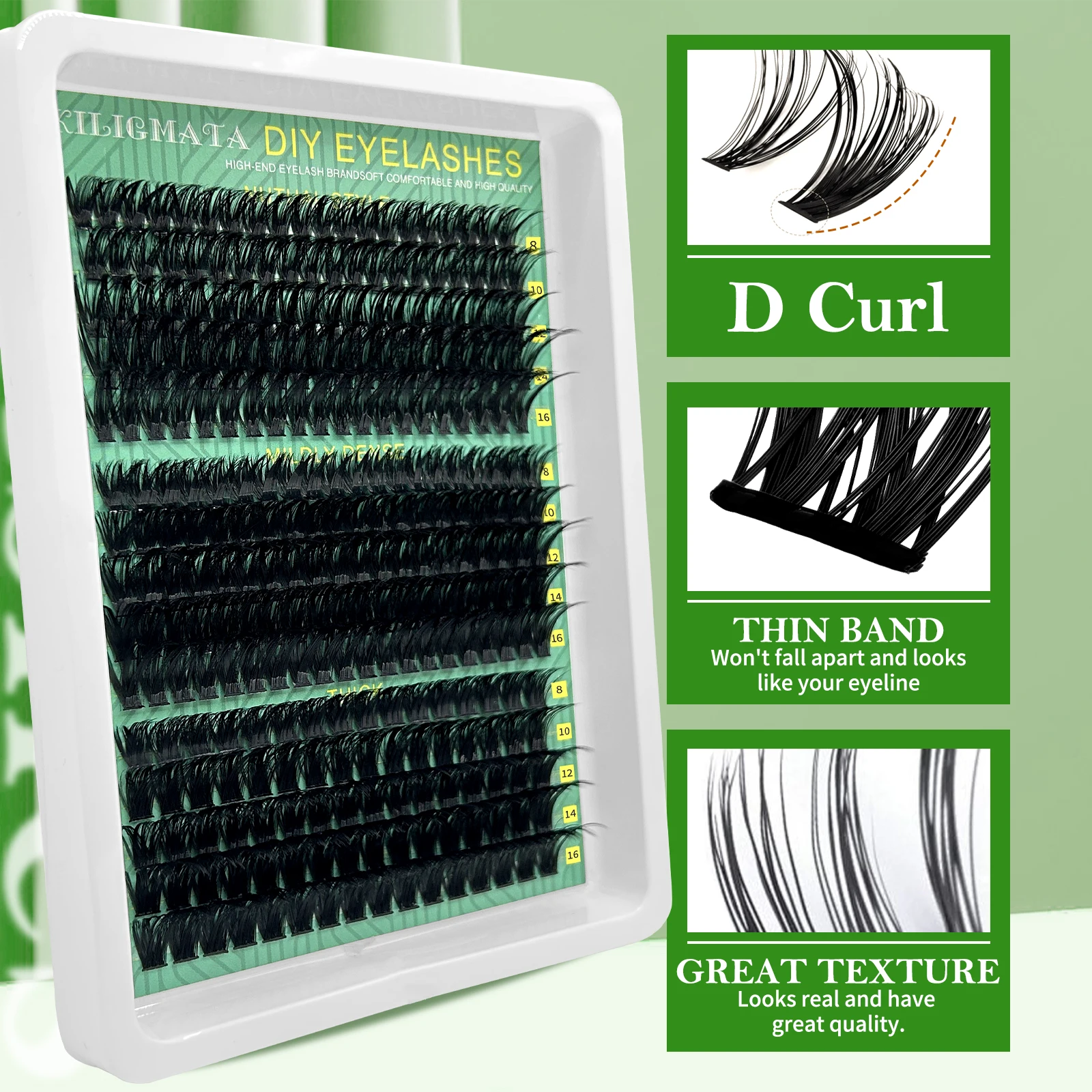 280 Stück Wispy Lash Clusters 8-16mm D-Curl Einzelne Falsche Wimpern DIY Wimpernverlängerung Dünner Streifen Natürliches Volumen Cluster-Wimpern – Detail 2