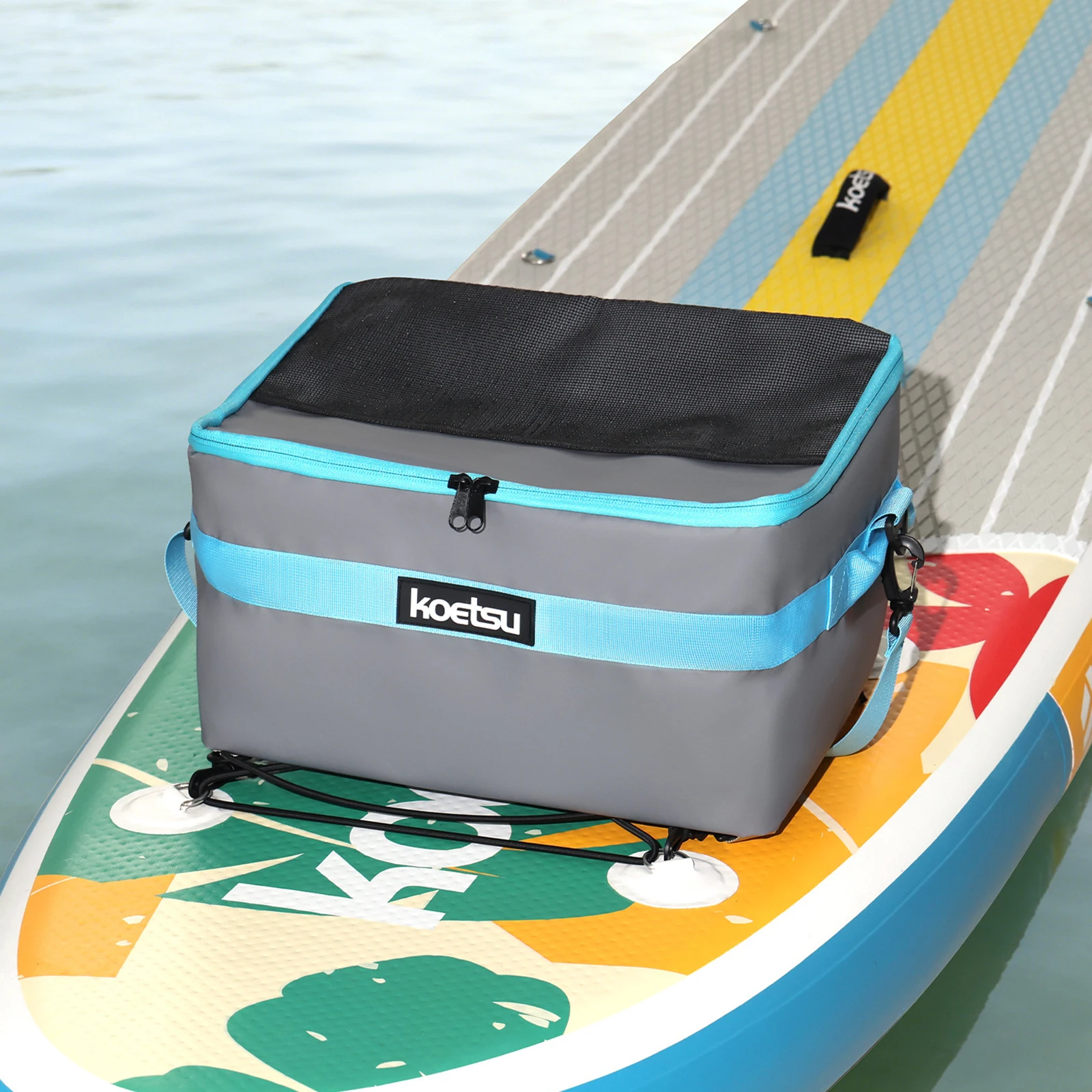 Insulated Paddleboard Cooler with Top Pocket Sup Paddle Waterproof Bag Adjustable Straps for Stand-Up Beach Camping Kayaking
