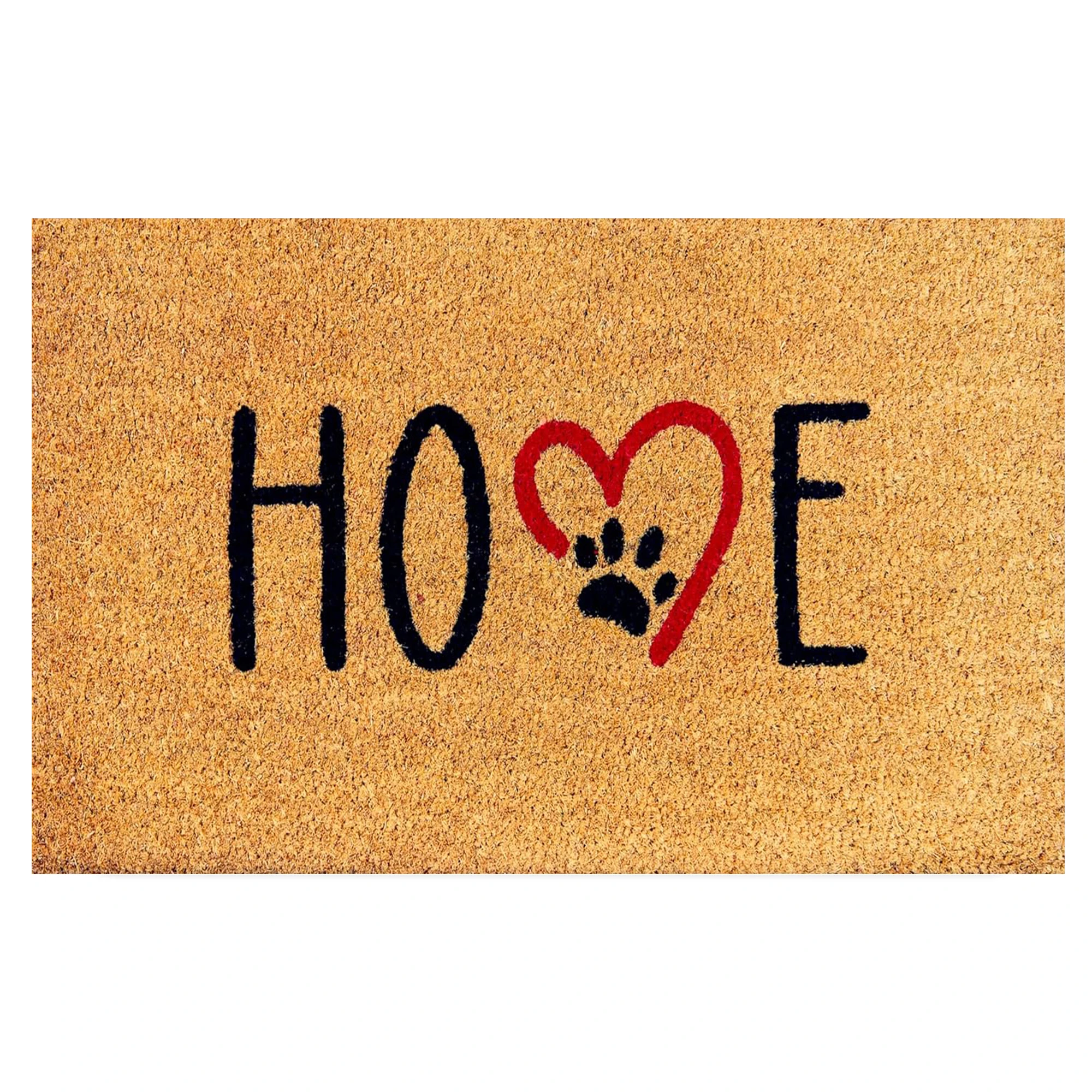 

HOME Heart Paw Print Doormat Non-Slip Rubber Backed Decorative Entrance Door Mat Washable Welcome Floor Mat for Pet Lovers