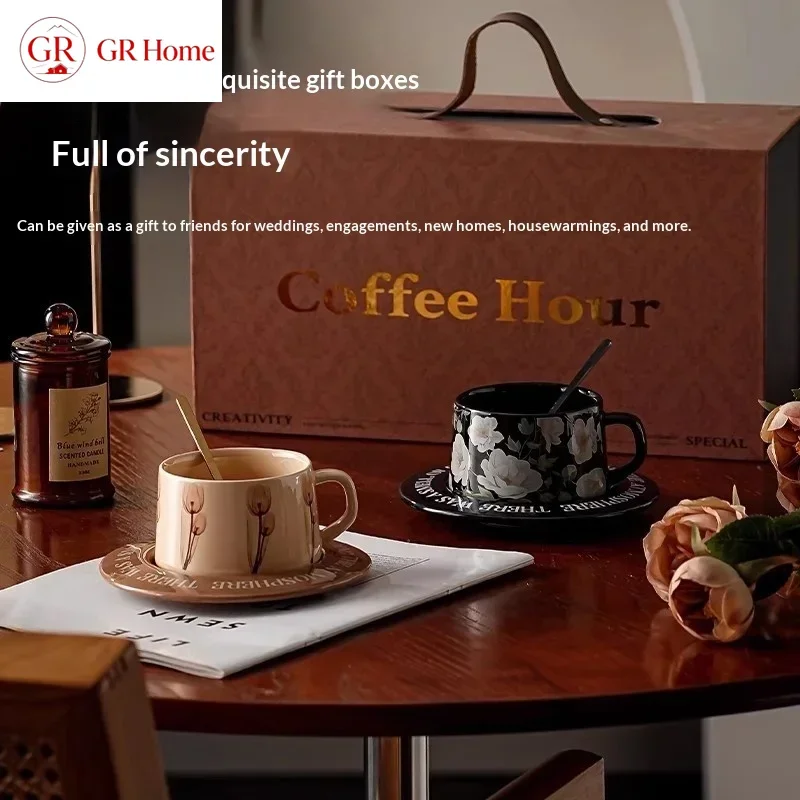 Elegant Premium Ceramic Cup & Saucer Set, Couple Mugs in Gift Box, Ideal for Wedding Favors, Souvenirs & Holiday Gifts