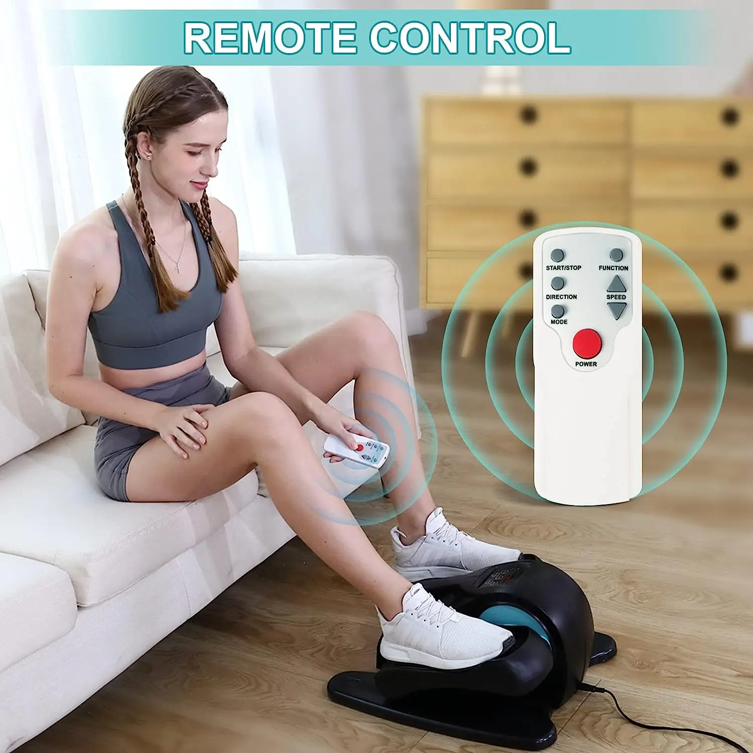 Under Desk Elliptical, Electric Seated Pedal Exerciser,  Leg Exerciser with Display Monitor, Remote Control Adjustable Speeds, E