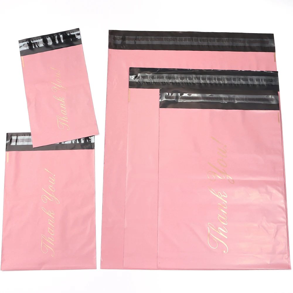 5–10 Stück Babyrosa bedruckte Dankeschön-Taschen, selbstklebende Umschlagtaschen für Geschenke, Schmuck, Expressversand, Verpackungsbeutel – Detail 5