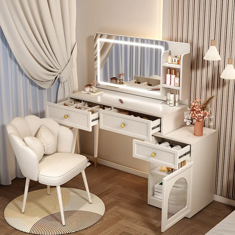 Tocador de maquillaje, mesa con soporte, mueble moderno de lujo para dormitorio, mesa de maquillaje, cajón, espejo, muebles para el hogar