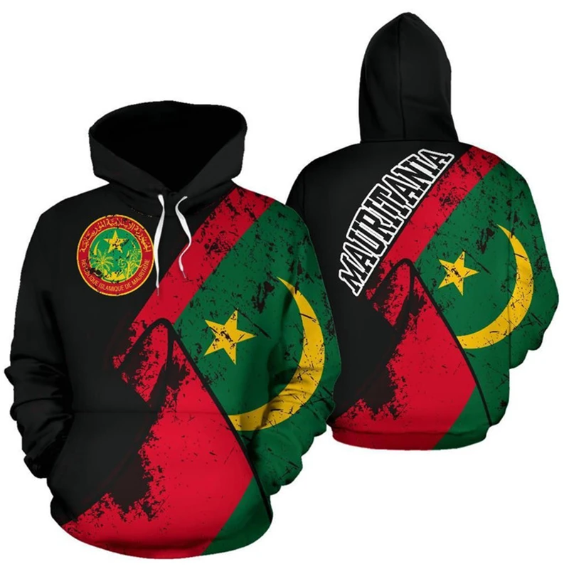 

Mauritania Flag Map Graphic Sweatshirts MR National Emblem Hoodie For Men Clothing Casual Male Hoody Sports Boys Kids Pullovers