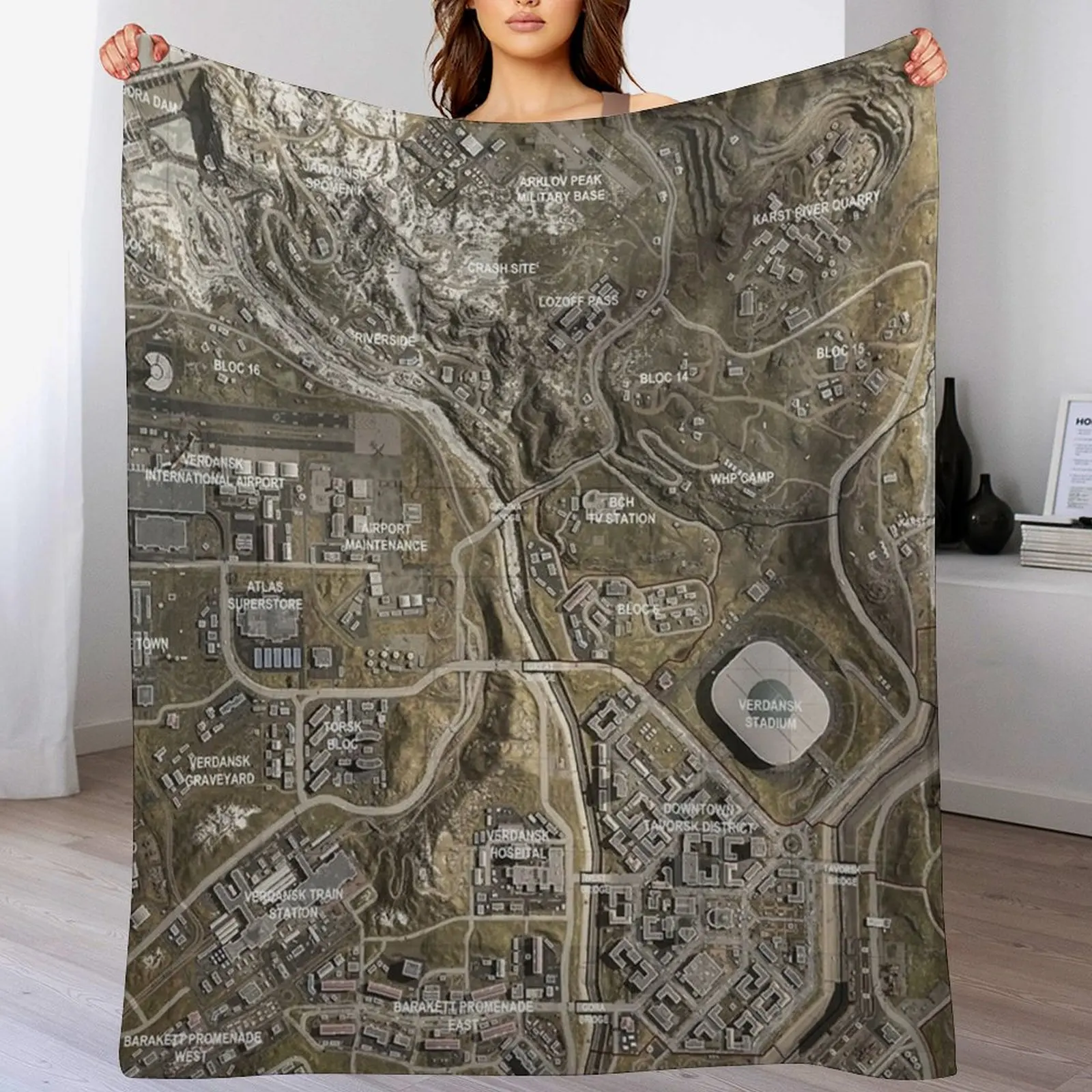 Warzone Map Throw Blanket Compact Warm Blanket for Car Road Trip