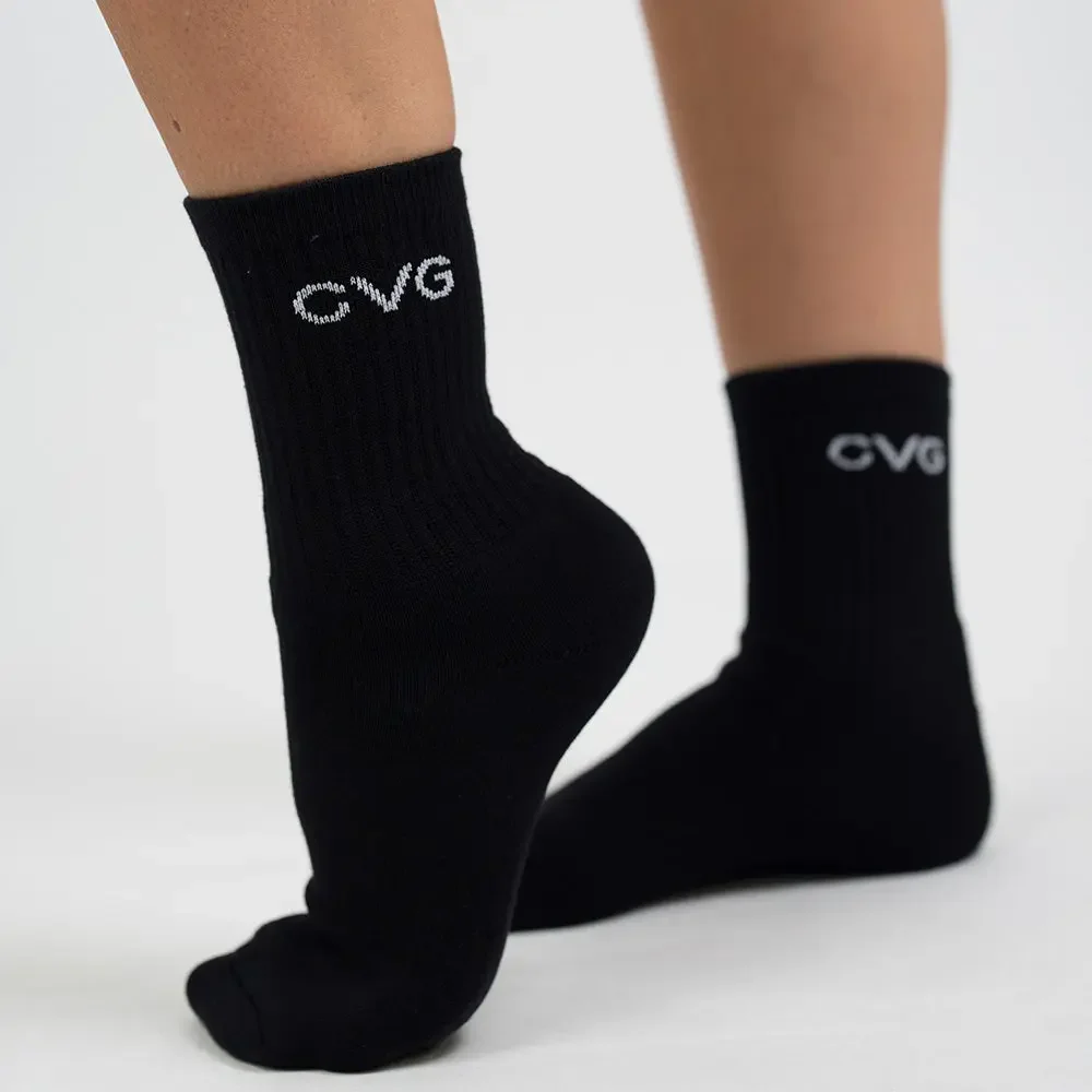 CVG Logo Socks Black Stretchy Spandex Love Cotton