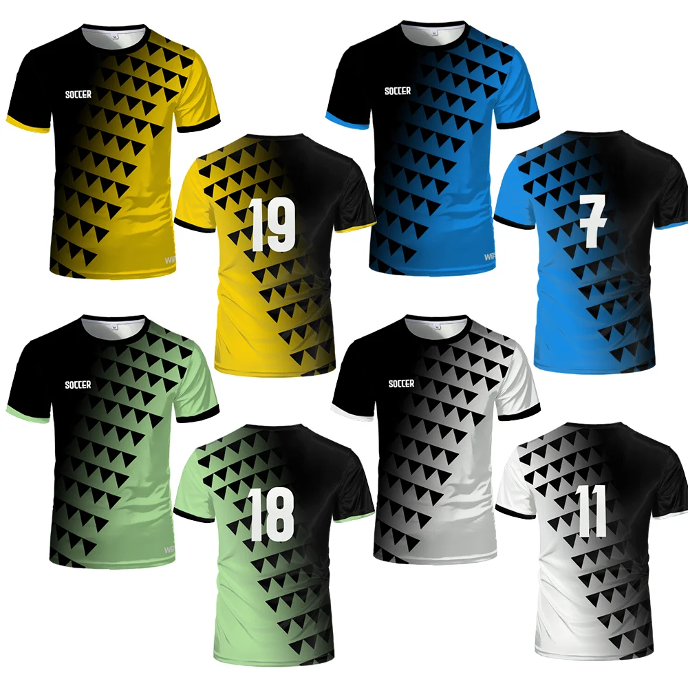 

Summer New Men's Soccer Jersey Fashion Multicolor Gradient Graphic Print Football T-shirt Youth Boys Oversize Casual O-neck Tops
