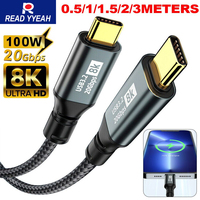 100W PD 2m 3m USB 3.2 20Gbps ThunderBolt 3 Type C To Type C Cable 8K@60Hz USB-C Data Cord For iPhone 15 Pro Max MacBook Samsung