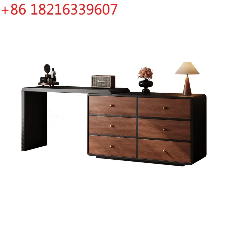 YAOQiulan Antique Solid Wood Dresser Chest Retro Bedroom Makeup Table Small Apartment Bedside Storage Cabinet Integrated Design