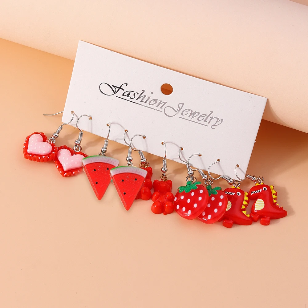 Aihua 10-teiliges niedliches Cartoon-Tier-Ohrring-Set, Acryl, bunte Dopamin-Ohrringe für Damen und Kinder, neuer trendiger Schmuck, Geschenke – Detail 12