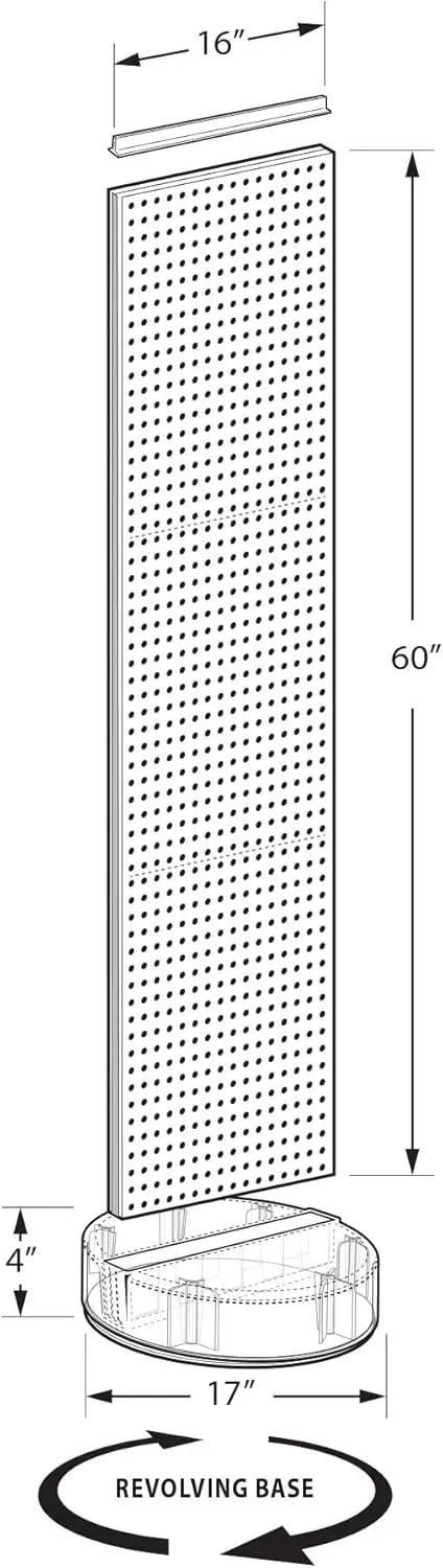 Displays 700780-PNK, TWO-SIDED PEGBOARD FLOOR DISPLAY W/C-CHANNEL SIDES ON REVOLVING ROUND STUDIO BASE. PANEL SIZE: 16