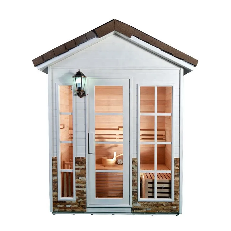 

Hemlock traditional outdoor steam sauna with electric sauna stove