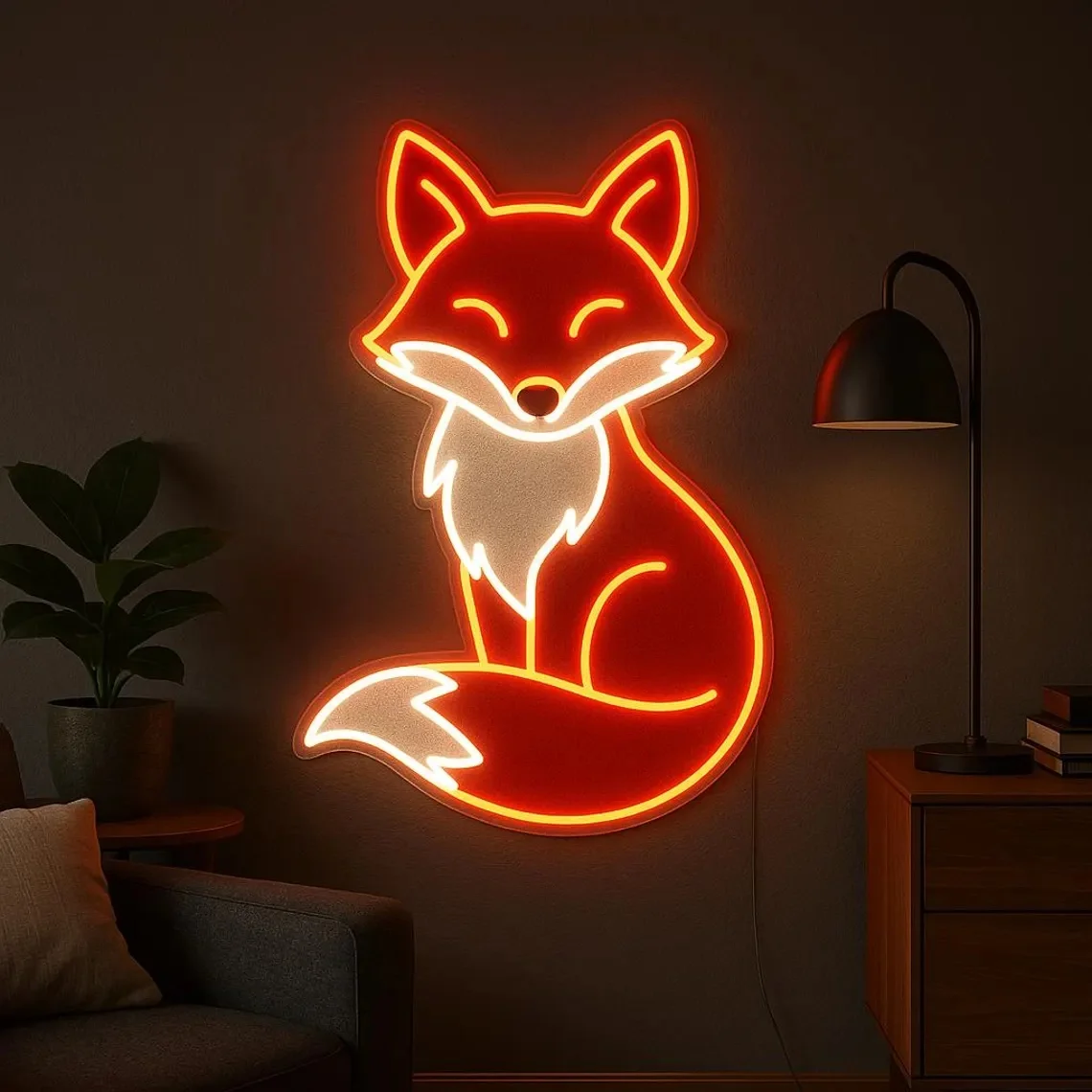 Fox Neon Sign Cute Animal Neon Wall Light Decor For Bedroom Kids Room Custom Neon Sign