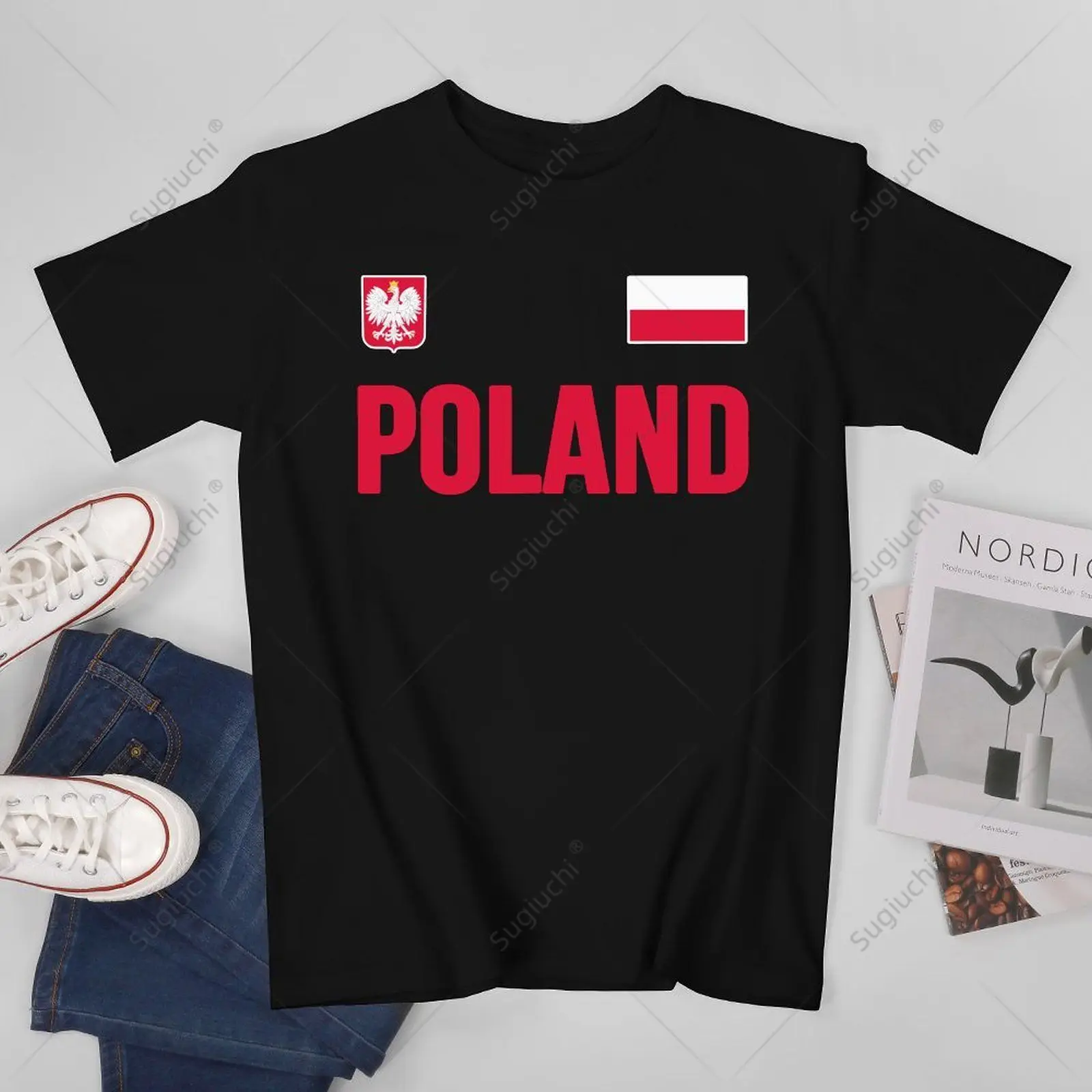 Unisex Men Poland Polska Flag Emblem Polish Tshirt Tees T Shirts Women Boys 100% Cotton T-Shirt
