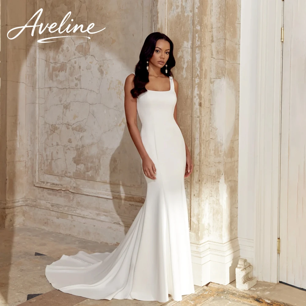 Classic Lace Square Collar Mermaid Wedding Dress Women 2026 Spaghetti Straps Sleeveless Backless Vestidos De Novia Customized