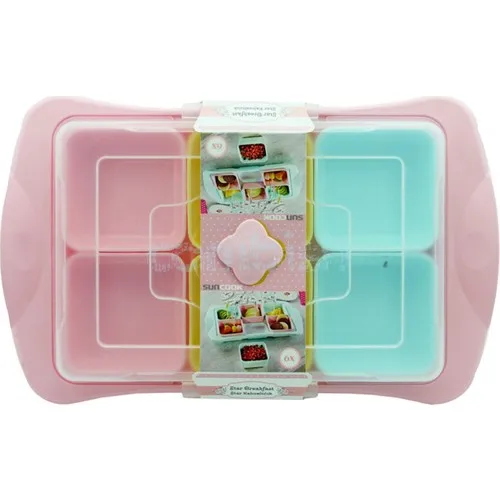 Sun Plast Star 6 Compartments Breakfast Pink