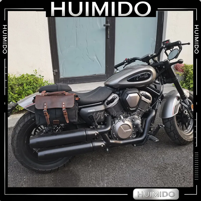 FOR Vintage Side Bag Motorcycle Waterproof Modified Large Universal Canvas Bag Riding Kit Tail Locomotive Bag