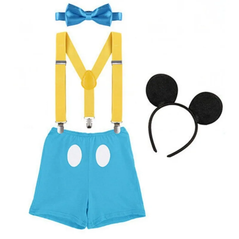 4-piece Set Baby Cake Destroyer Pants Children\'s Cute Birthday Dress Up Overalls Party Mickey Costumes