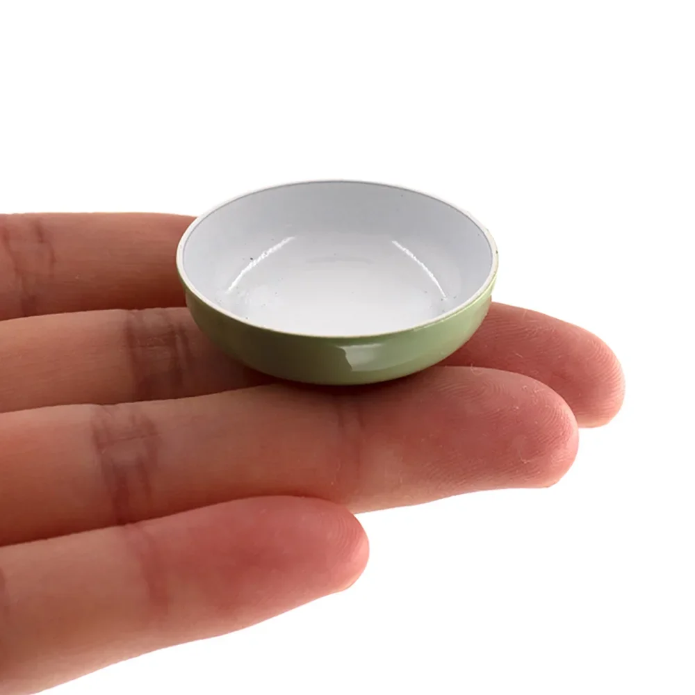 1Pcs 1/12 Dollhouse Miniature Accessories Mini Alloy European Soup Plate Food Tray Model Doll House Home Decoration