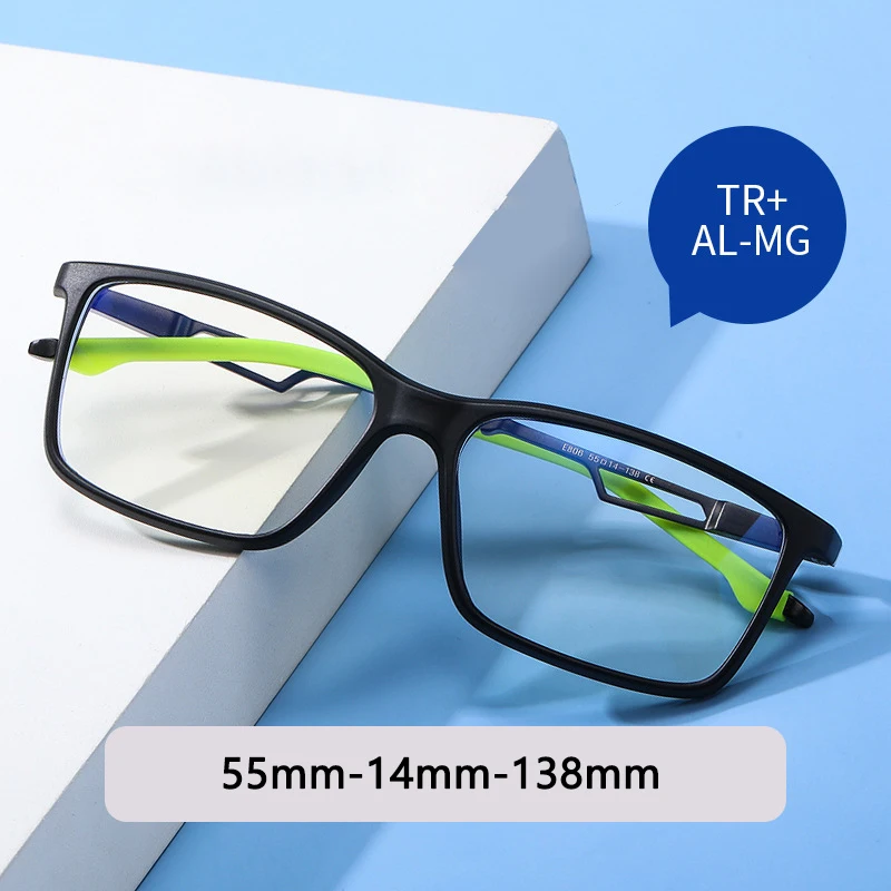 

Fashion Anti Blue Light Spectacle Ultra Ligh TR90 Sports Glasses Big Size Man Eyeglasses Optical Prescription Frame E806