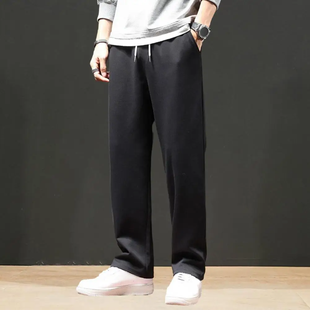 

Men Casual Trousers Stylish Autumn Men's Jogger Pants Loose Wide Leg Sweatpants with Elastic Waist Drawstring Pockets for A