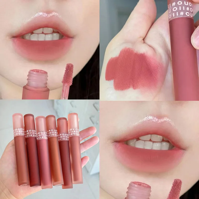 6 Colors Nude Liquid Lipsticks Waterproof Velvet Matte Lip Gloss Long Lasting Non-stick Cup Lip Tint Women Girl Makeup Cosmetics