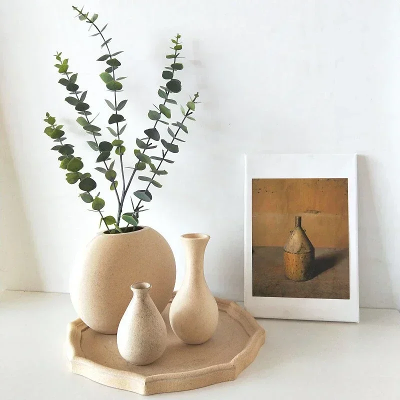 Retro Wooden Flower Vase Simple Vintage Home Decor Art Flowers Plant Pot Nordic Style Decorative Crafts