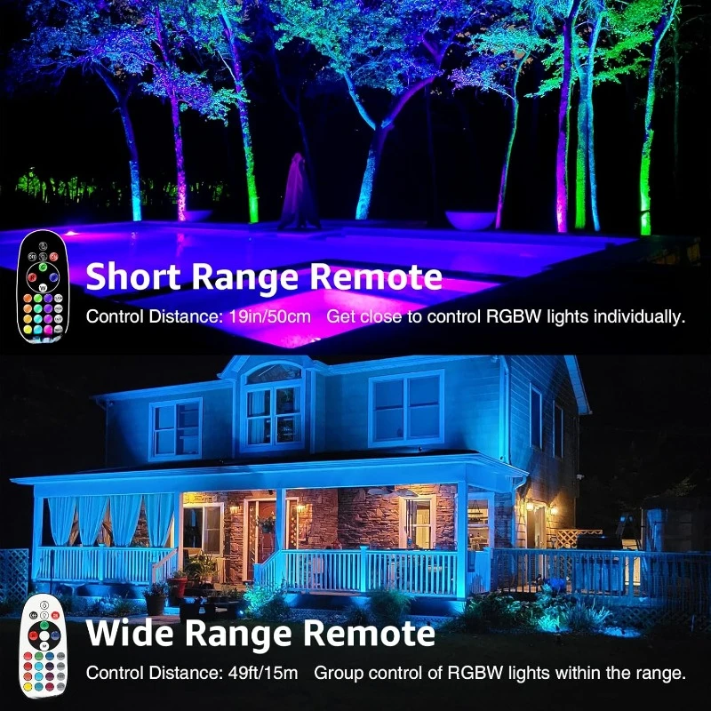 Paquete de 12 luces de paisaje que cambian de Color RGBW, transformador de paisaje de bajo voltaje de 300W, Kit de iluminación de paisaje LED resistente al agua