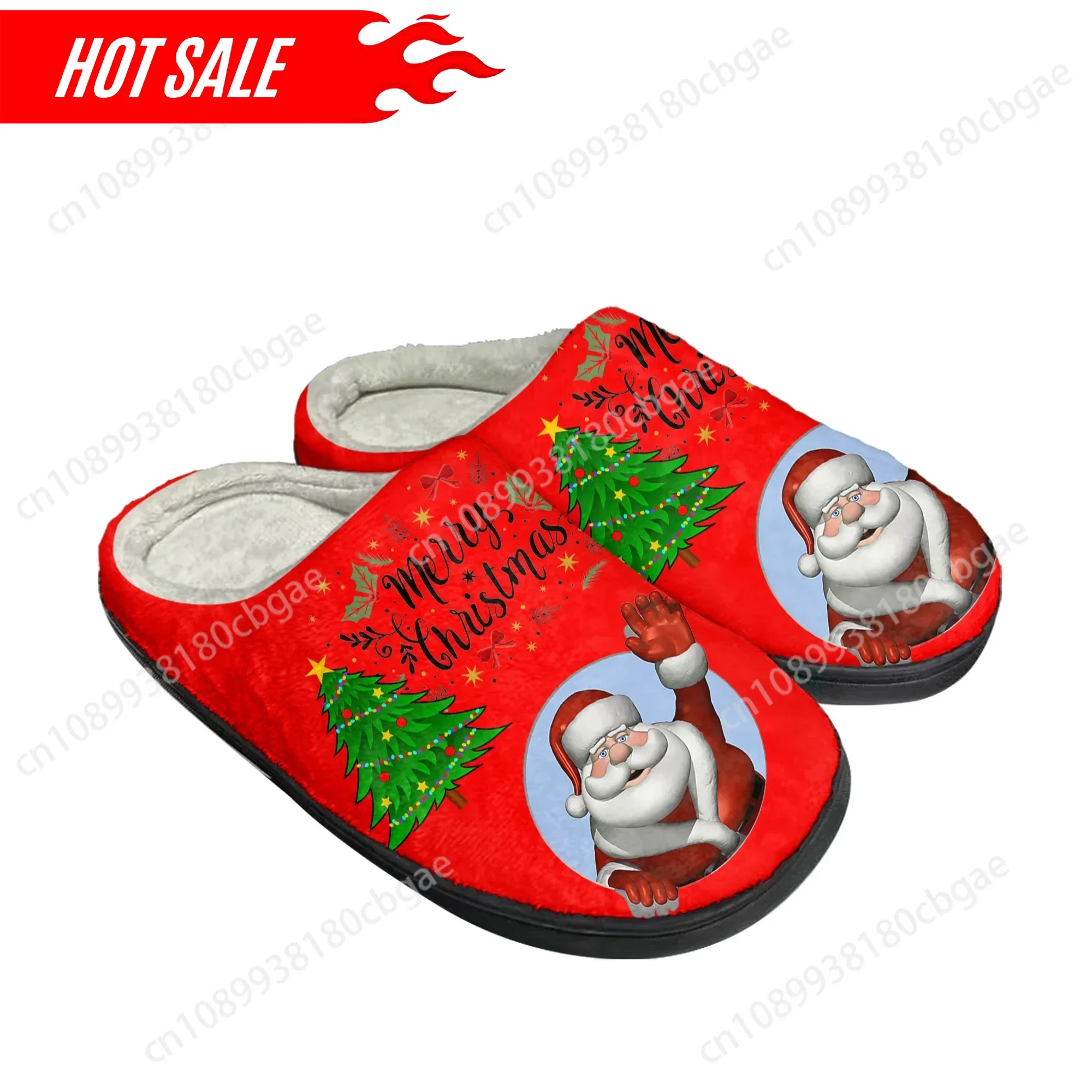 Hot Merry Christmas Santa Claus Red Home Cotton Custom Slippers Mens Womens Sandals Plush Keep Warm Thermal High Quality Slipper