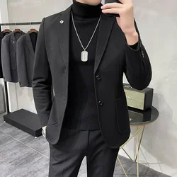 Coat Party Men's Suit Jackets Thin Slim Fit Male Blazer Black New in Simple Breasted Original Spring Clothes Summer Casual 2024