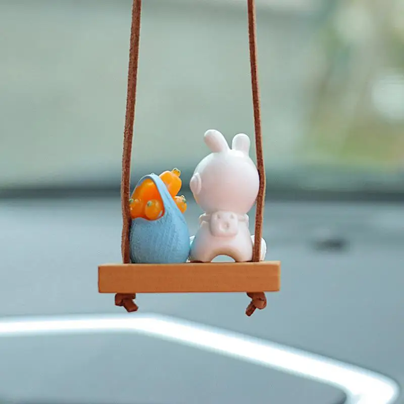 Bunny Ornament Cute Space Rabbit Car Charm Decorative Tree Pendant Decorative Mirror Ornament Interior Accessories For Branches