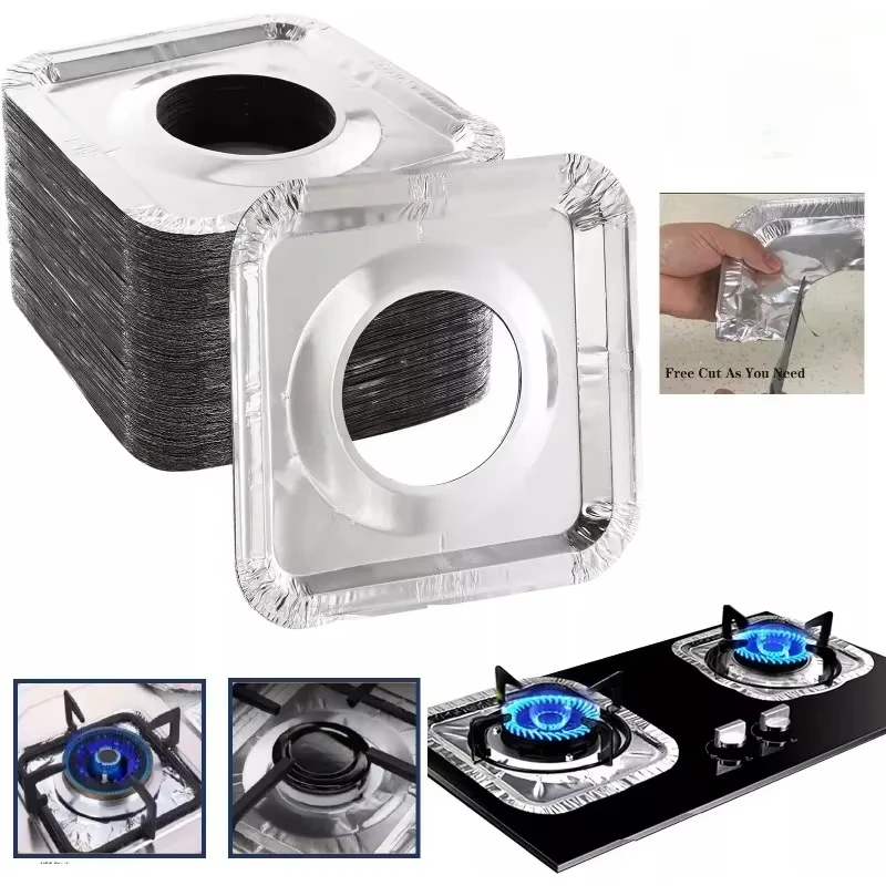 10/30PCS Aluminum Foil Burner Covers Disposable Stove Liners for Gas Cooktops Oil-Proof Cooking Protectors (Easy Clean)