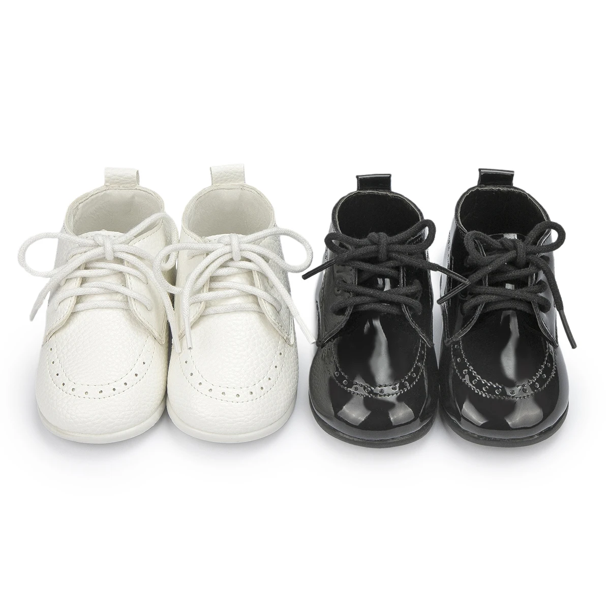 Meckior New Baby Shoes Retro Leather Boy Girl Shoes Toddler Rubber Sole Anti-slip First Walkers Newborn Infant Baby Crib Shoes