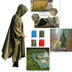 3 In 1 Outdoor Military Raincoat Waterproof Rain Coat Men Raincoat Women Awning From The Rain Motorcycle Rain Poncho Picnic Mat