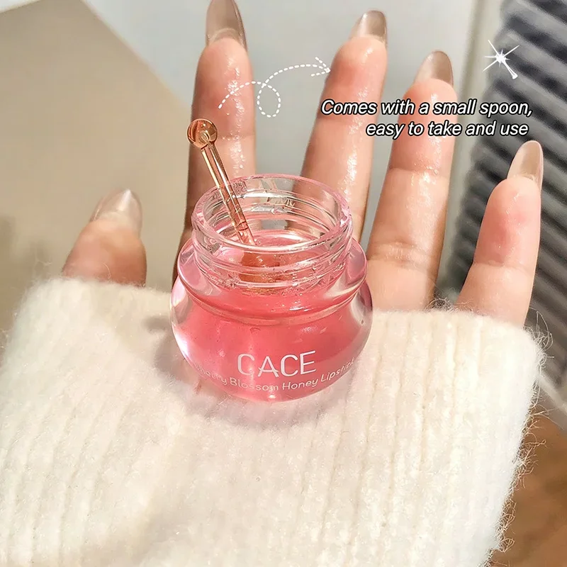 CACE Cherry Blossom Honey Lip Balm Moisturizing Repair Nourishing Pink Tinted Lipstick for Bridal Wedding Day Makeup Essential