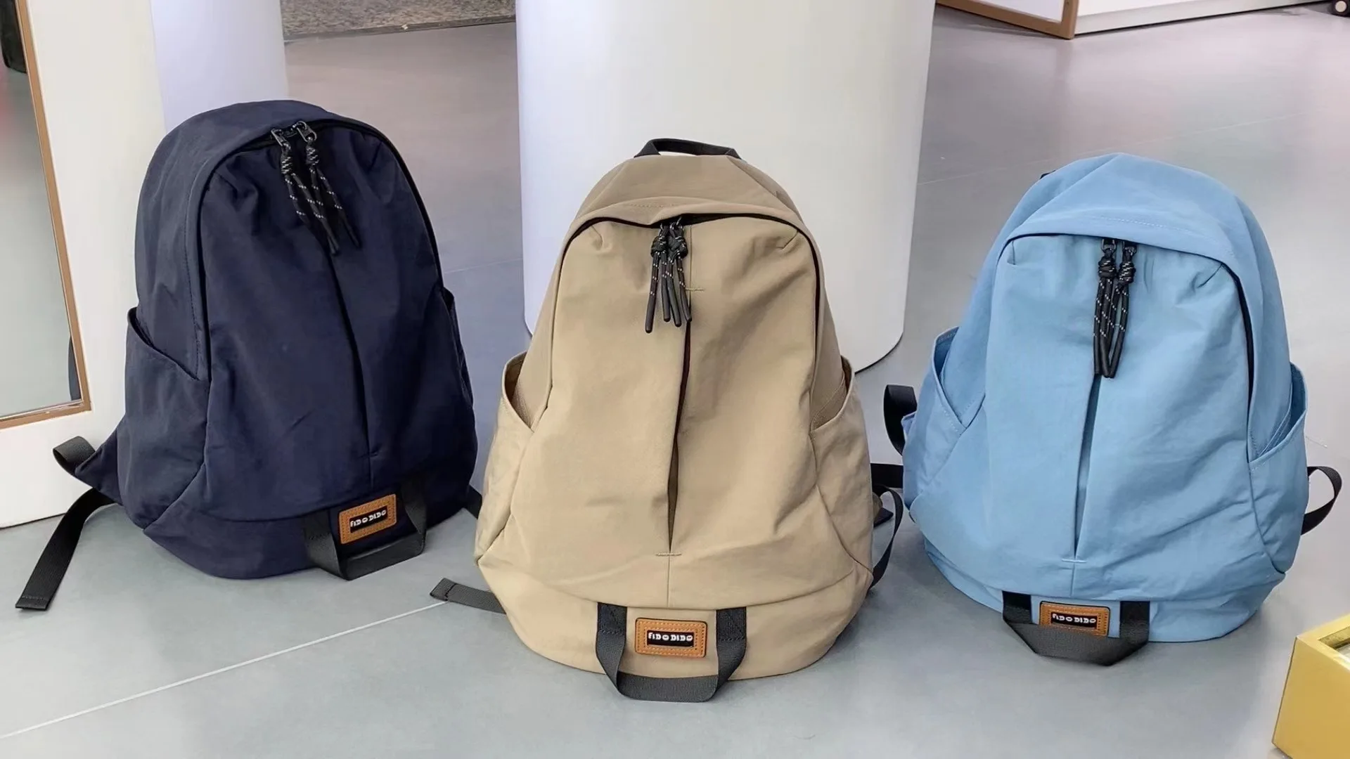 FIDO DIDO Ransel Modis Tas Pria Tas Wanita Tas Travel Ransel Pelajar Tahan Air Nilon Kepadatan Tinggi Asli 2460