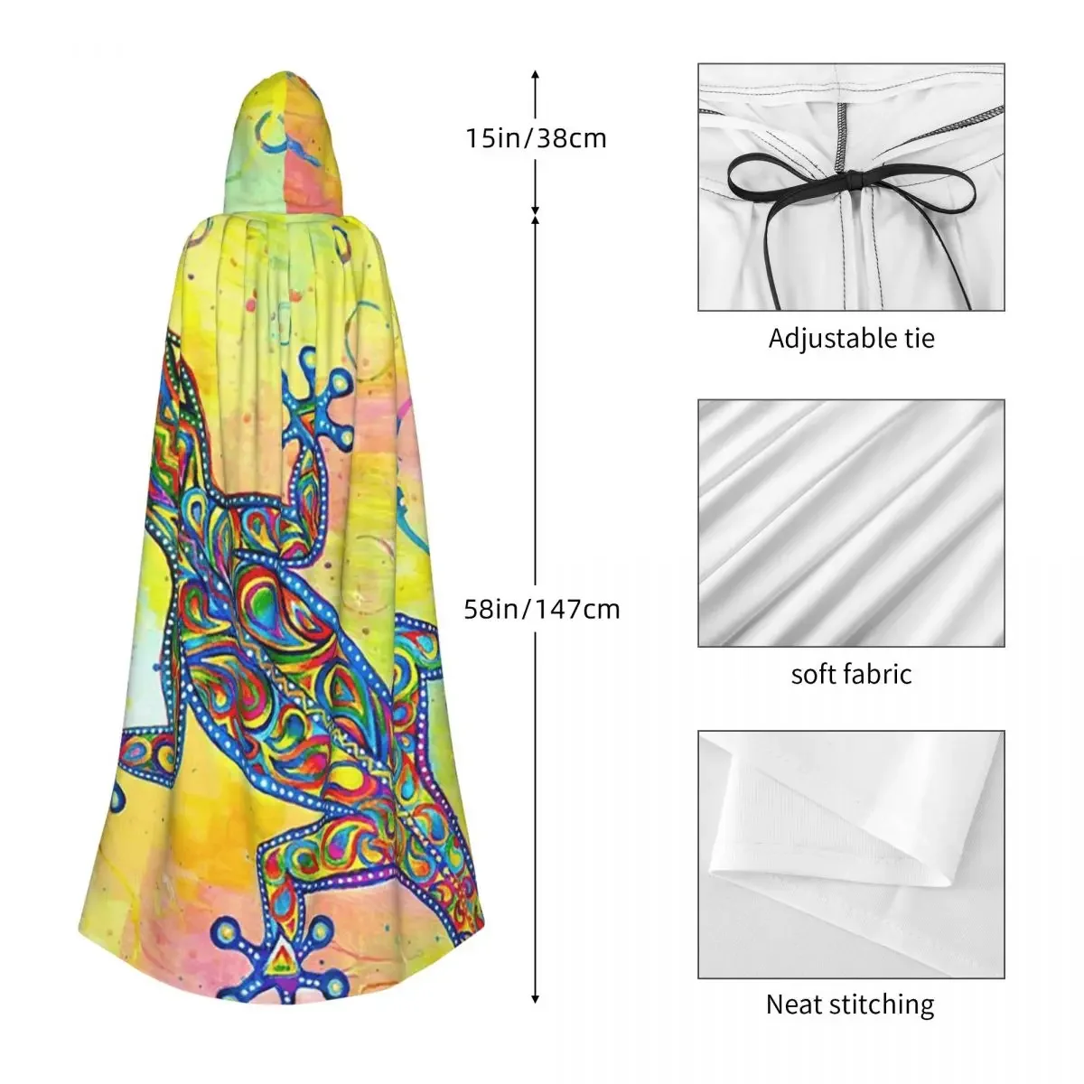 Custom Ethnic Tribal Lizard Salamander Long Hooded Cloak Witch Medieval Costume Cosplay Cape HalloweenCoat Adult Unisex