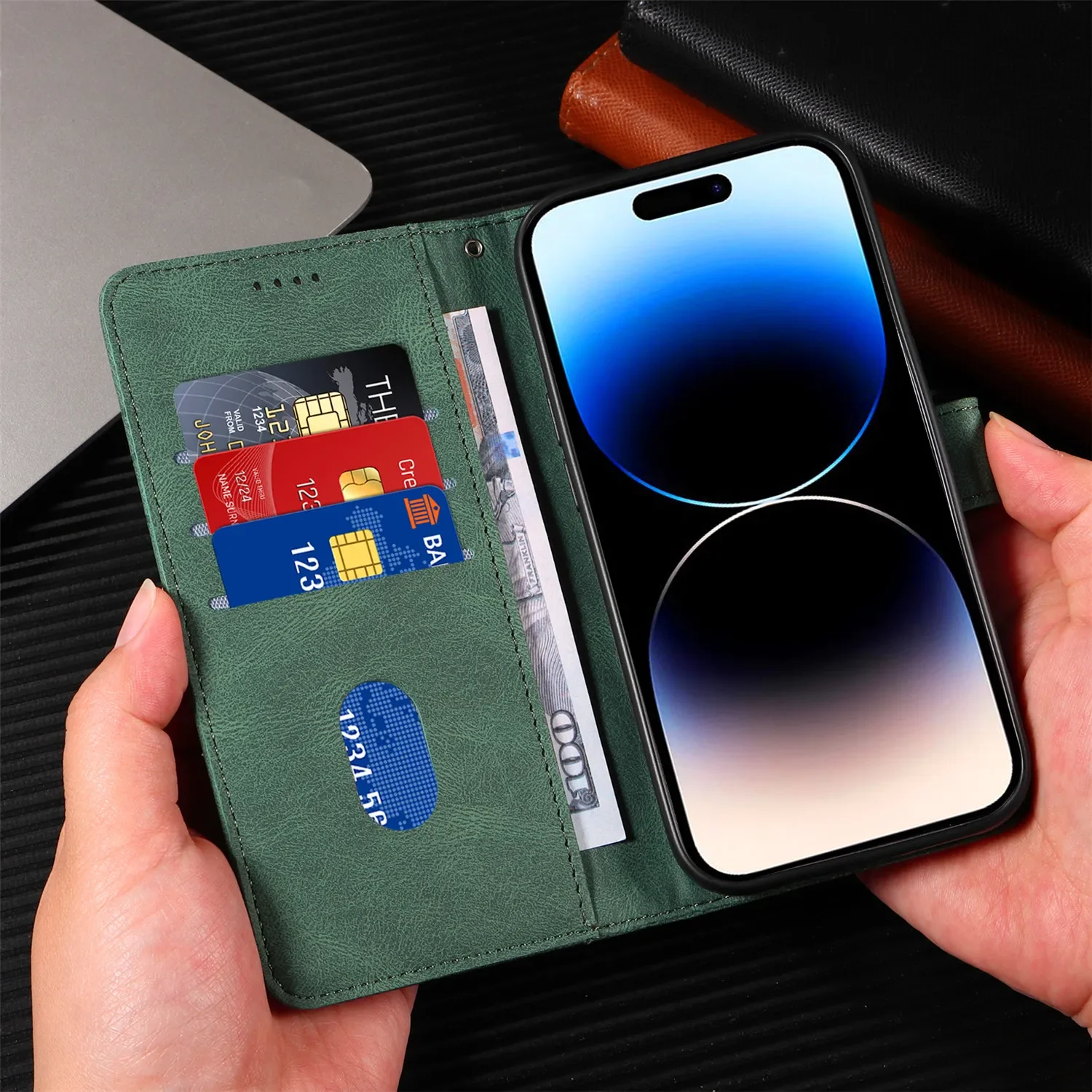 Leather Flip Case For Samsung Galaxy S7 Edge S8 S9 Plus S10E S20 S21 FE S22 S23 S24 Ultra Holder Wallet Slots Phone Stand Cover