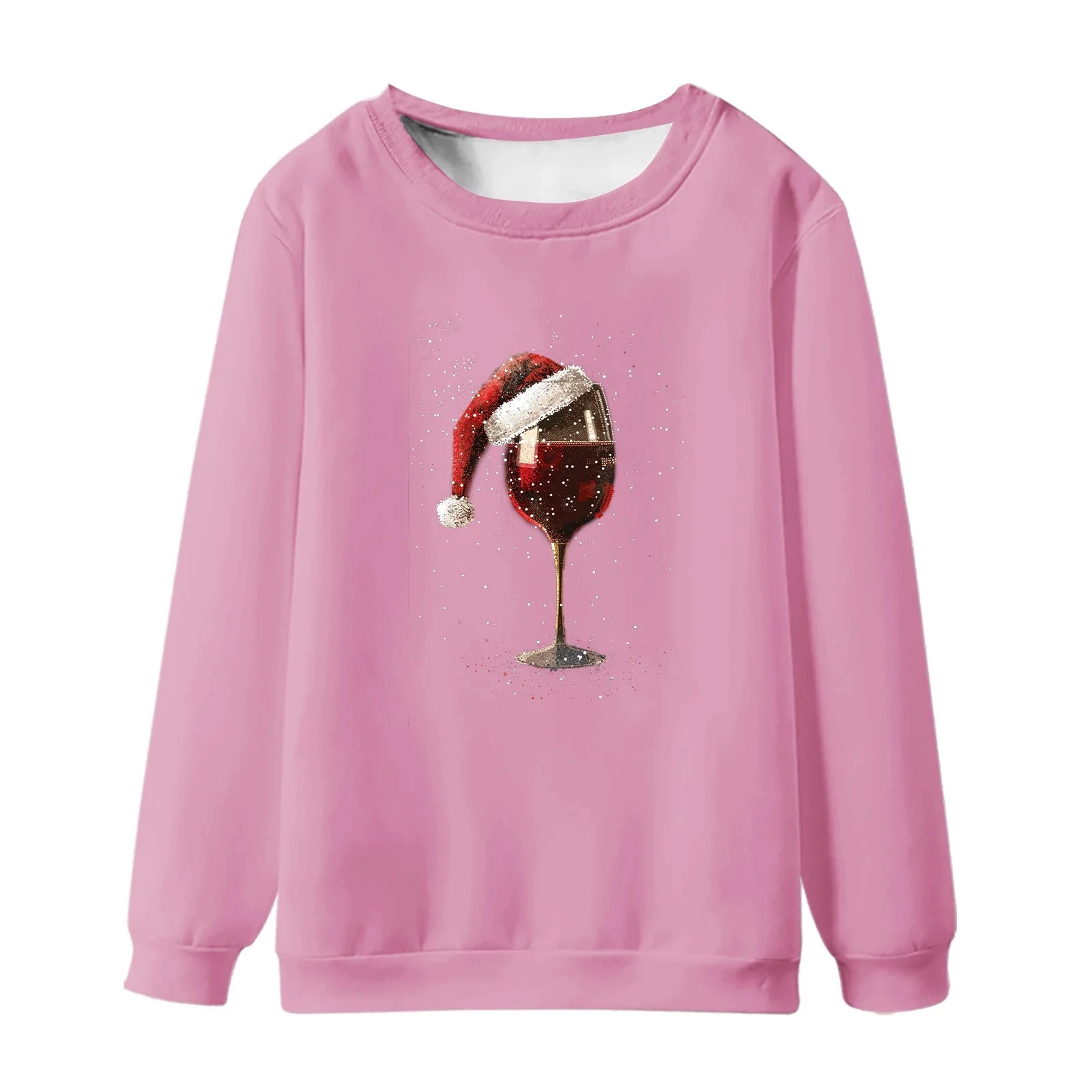 3D Christmas Wine Cup Print Mens  Sweatshirt Long Sleeve Hoodie streetwears  Mens Round Neck Casual Sweatshirt Men Clothes