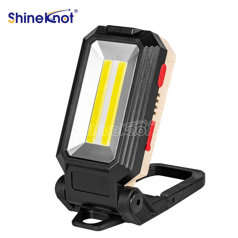 Portable LED Work Light Rechargeable Red Flashing Emergency Lamp with Dual Bulb and Hook